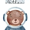 Affiche enfant ourson astronaute
