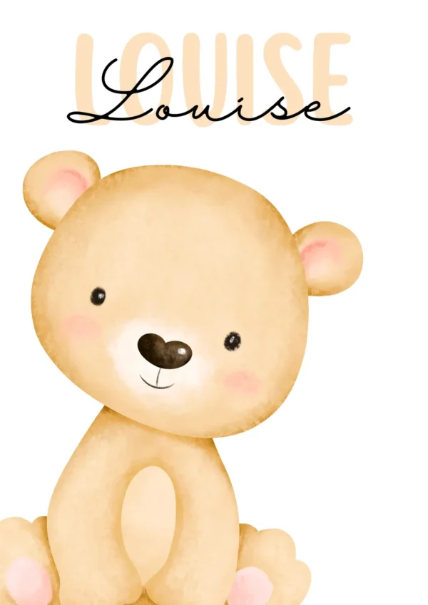 Affiche enfant ourson personnalisée