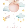 Affiche enfant personnalisée petit lapin flottant parmi les étoiles