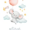 Affiche enfant personnalisée petite souris flottant parmi les étoiles