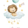 Affiche enfant personnalisée lion flottant parmi les étoiles
