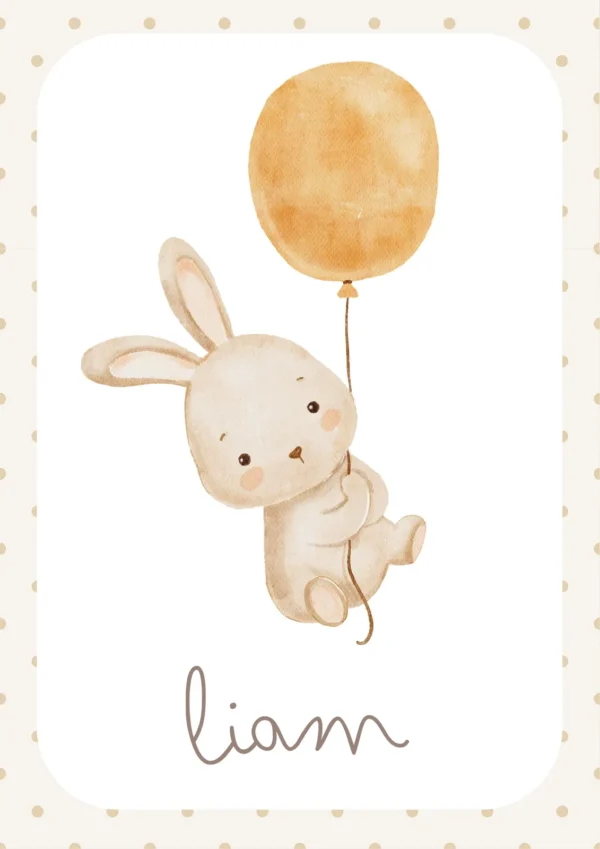 Affiche enfant personnalisée lapin aventurier