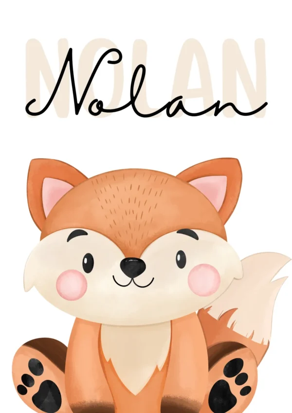 Affiche enfant renard personnalisée