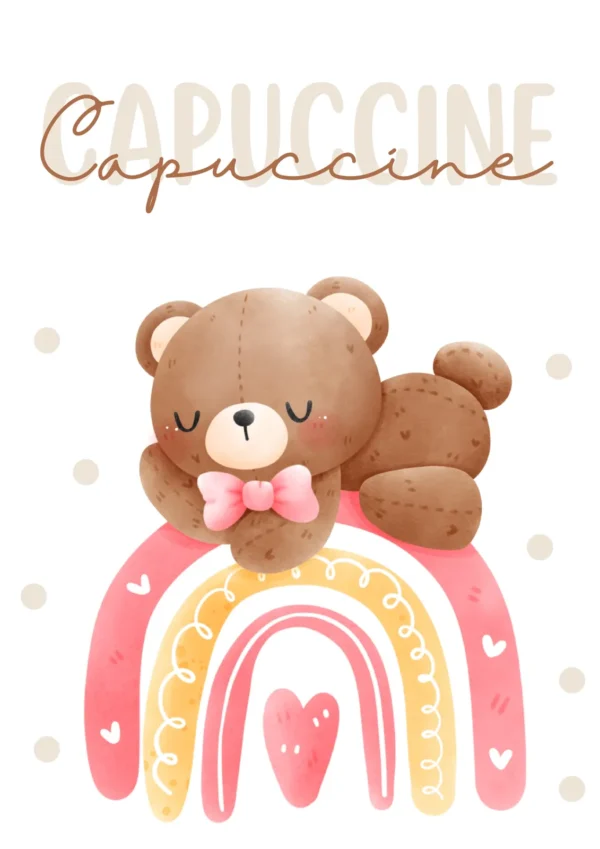 Affiches arc-en-ciel avec ourson et prénom