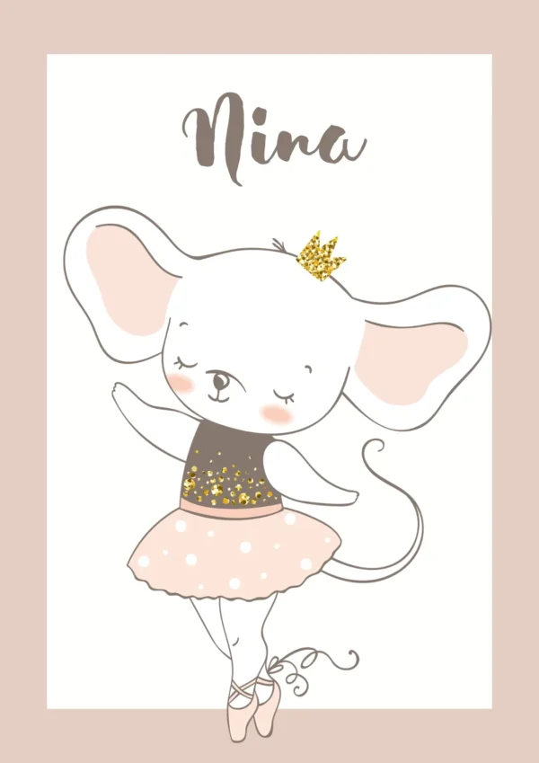 Affiche souris ballerine personnalisée