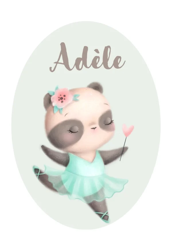 Affiche panda ballerine personnalisée
