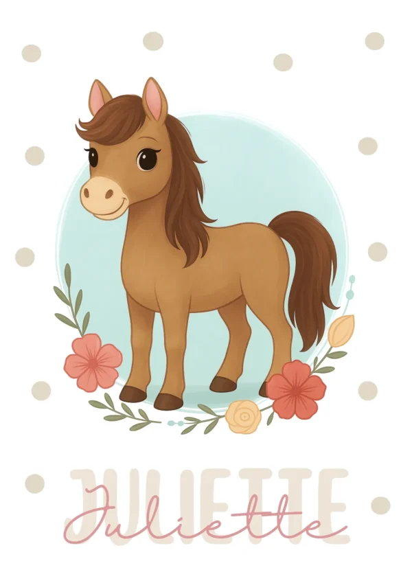 animales (5) Affiche enfant personnalisée petit cheval