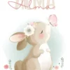 Affiche enfant personnalisée lapin et papillon