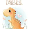 Affiche enfant dinosaure avec nom