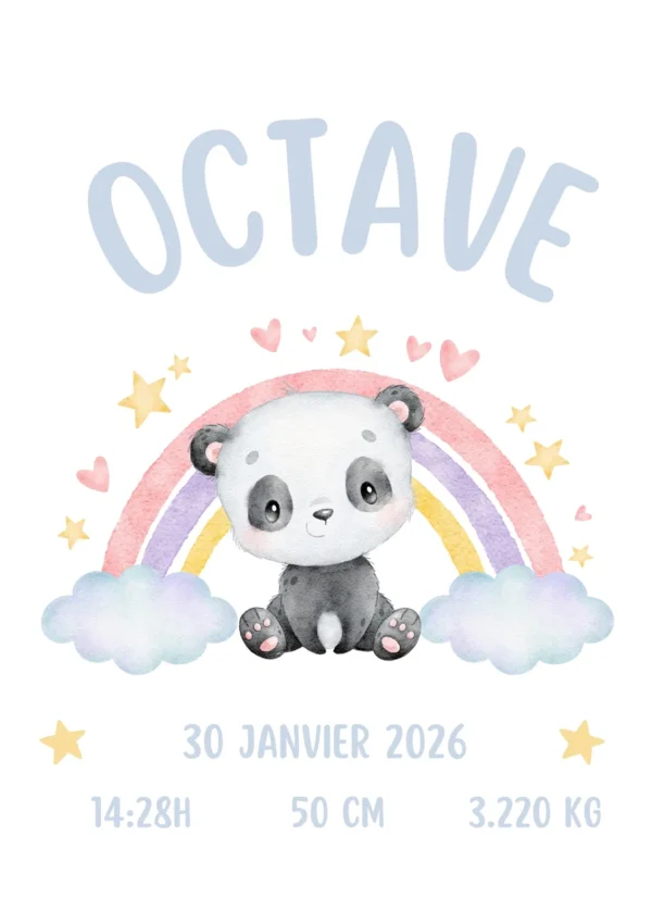 Affiche de naissance panda