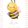 Affiche de naissance personnalisée abeille