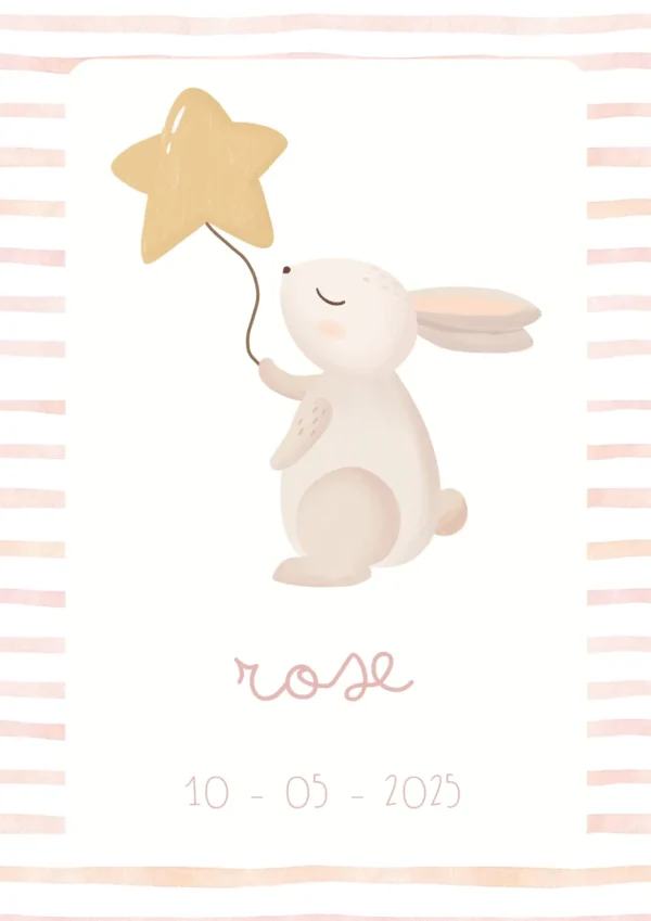 Affiche de naissance personnalisée lapin aventurier
