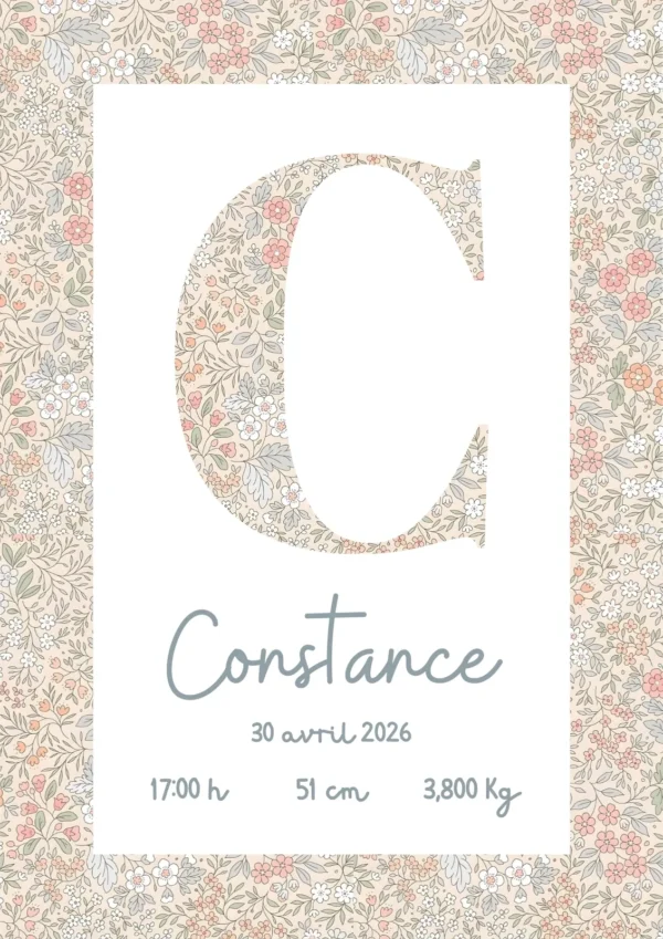 Affiche de naissance Blossom