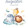 natalicios (30) Affiche de naissance personnalisée animaux rêveurs