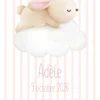 natalicios (33) Affiche de naissance personnalisée lapin sur un nuage à rayures