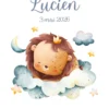 natalicios (41) Affiche de naissance personnalisée doux rêves de lion