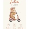 natalicios (44) Affiche de naissance personnalisée petite ourse en promenade