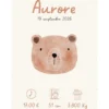 natalicios (47) Affiche de naissance personnalisée ourson minimaliste
