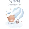 natalicios (5) Affiche de naissance bébé ours bleu