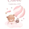 natalicios (6) Affiche de naissance bébé ourson rose