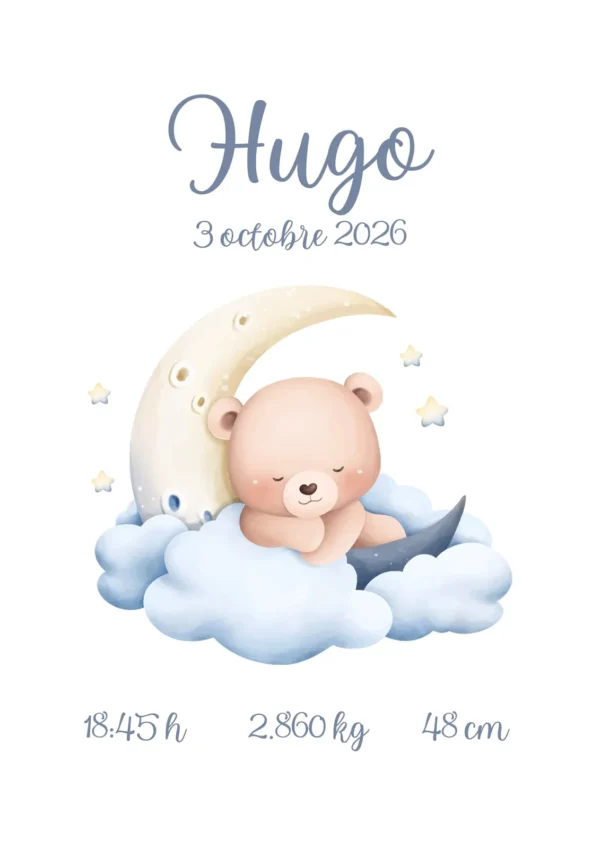 Affiche de naissance bébé personnalisée